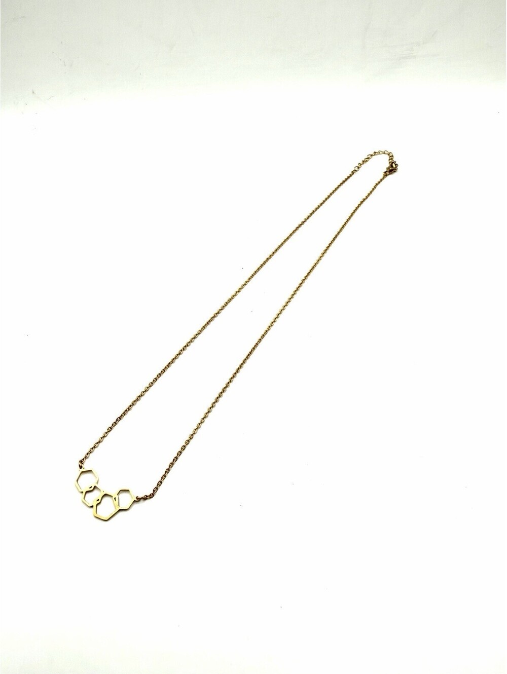 Geometric Gold Tone Necklace 16” Adjustable